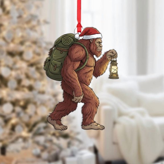 TiniDecor Bigfoot Lantern Ornament 2025, Funny Christmas Tree Decor, Acrylic, Outdoor Explorer