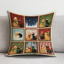 TiniDecor Christmas Dog Cat Pillow, 16x16" Poly Oxford, Festive Winter Throw Cushion, Holiday Pet Decor