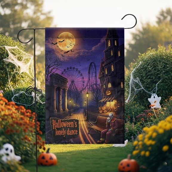 TiniDecor Halloween’s Lonely Dance Garden Flag – 12”x18” Spooky Outdoor Yard Decor, Sad Clown Theme