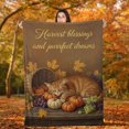 thumbnail image 1 of TiniDecor Harvest Cat Fleece Throw Blanket, 50"x60", Cozy Autumn Pumpkin and Fall Decor, 1 of 3