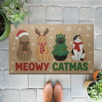 TiniDecor Meowy Catmas Christmas Doormat, 24x16" Holiday Rug, Non-Slip, Indoor/Outdoor