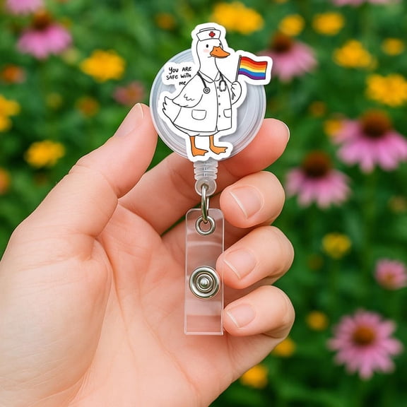 TiniDecor Nurse Goose Pride Badge Reel, Retractable ID Holder, Cute Gift for Healthcare Workers