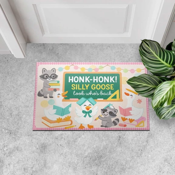 TiniDecor Silly Goose Classroom Doormat 16"x24" Funny Teacher Entry Mat, Back to School Decor