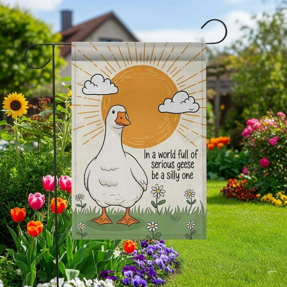 TiniDecor Silly Goose Garden Flag – 12”x18” Funny Animal Yard Sign, Whimsical Outdoor Decor