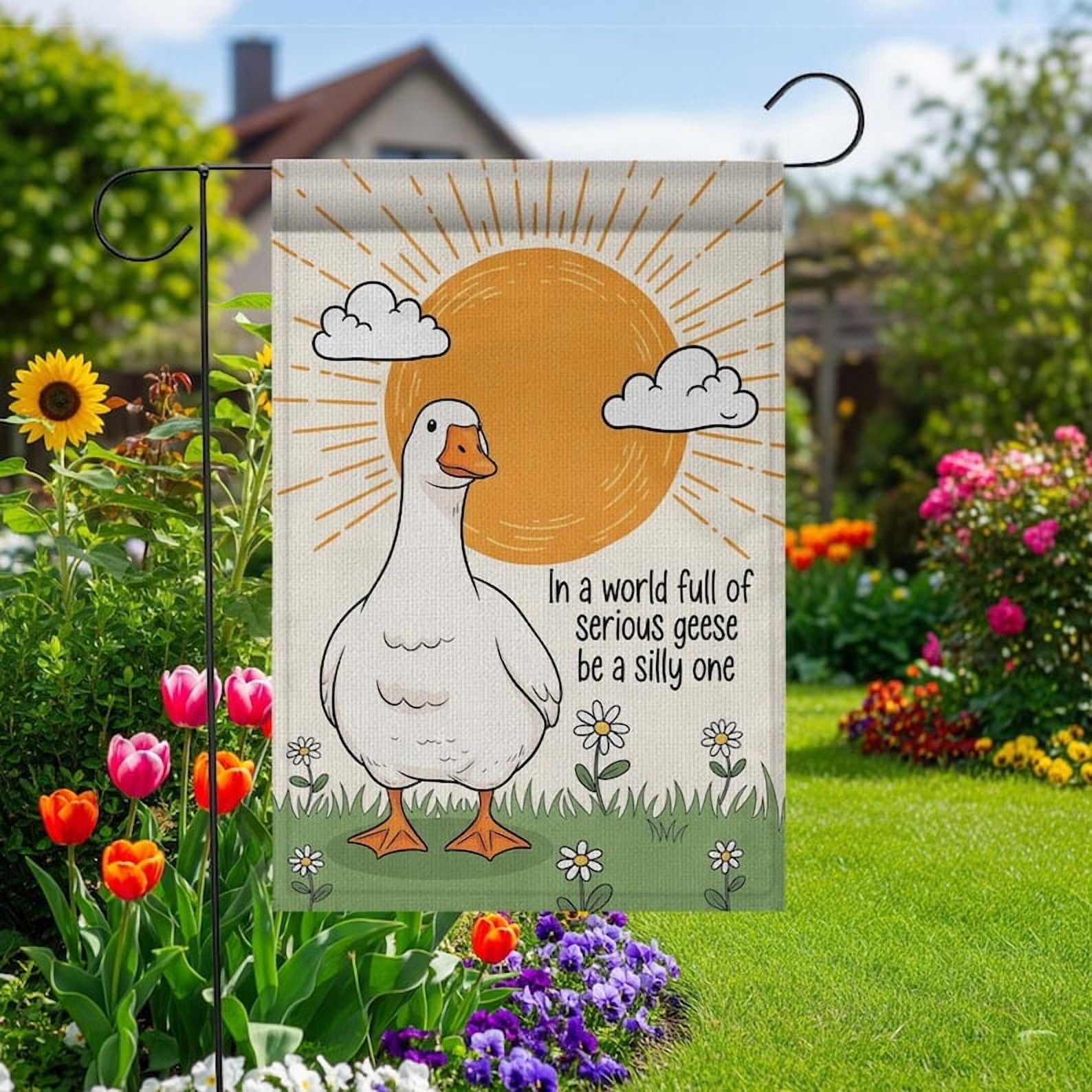 TiniDecor Silly Goose Garden Flag – 36”x60” Funny Animal Yard Sign, Whimsical Outdoor Decor