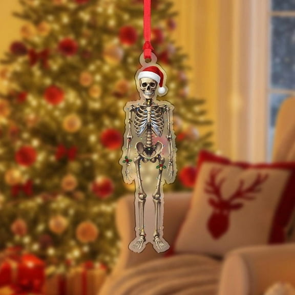 TiniDecor Skeleton Santa Ornament 2025, Funny Holiday Decor, Acrylic Double-Sided Christmas Gift