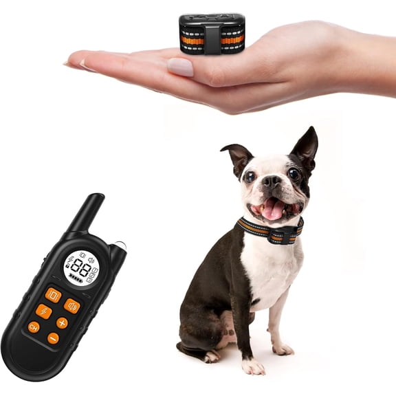 Tiniest Dog Shock Collar, Lightest Training Collar with Remote for Small Dogs 5-15lbs & Medium Lar Dogs/Puppies, Waterproof, Recharable, 1300ft Ran (Oran&Ultra Tiny)