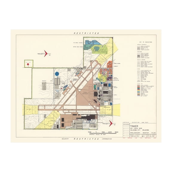 Tinker Air Force Base Art, 1952 Vintage Map of Tinker Air Force Base History Wall Decor Gift, Old Tinker Air Force Base Map - 24" x 18" Unframed Print