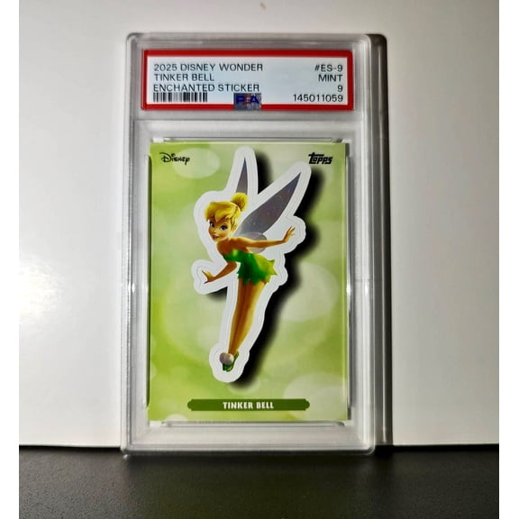 Tinker Bell 2025 Topps Disney #ES-9 Enchanted Sticker Card Peter Pan PSA 9