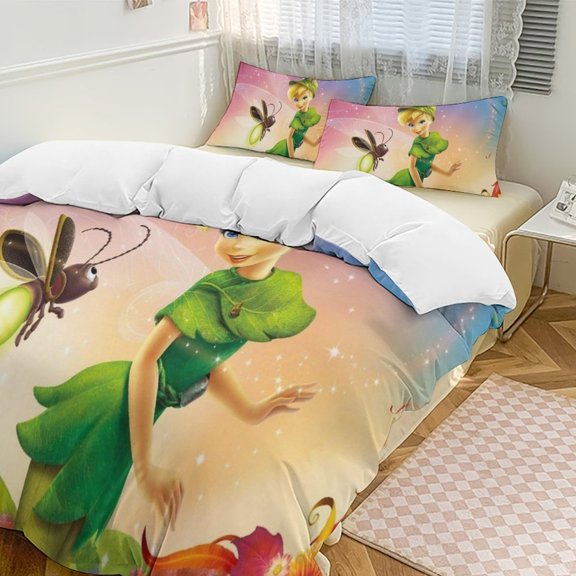 Tinker Bel 3 Piece Comforter Bedding 1 Set Super Soft Quilt Cover with 2 Pillowcases Funny Merch Movie Fans Gifts for Girls Boys Kids Adults 90"×90"