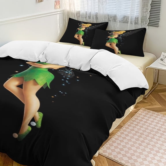 Tinker Bel 3 Piece Comforter Bedding 1 Set Super Soft Quilt Cover with 2 Pillowcases Funny Merch Movie Fans Gifts for Girls Boys Kids Adults 90"×90"