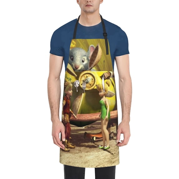 Tinker Bell Adjustable Bib Apron, Waterdrop Resistant Aprons with 2 Pockets Cooking Kitchen Aprons for Women Men Chef