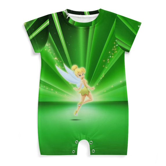 Tinker Bell Baby Boy Girl Short Sleeve Rompers Bodysuit One Piece Jumpsuit Summer Outfit