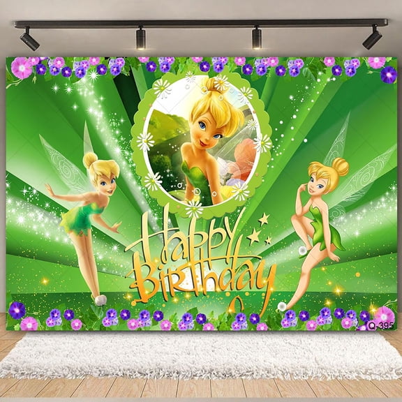 Tinker Bell Backdrop Banner Tinker Bell Theme Party Decoration for Adults Boys Girls Party Favors Supplies