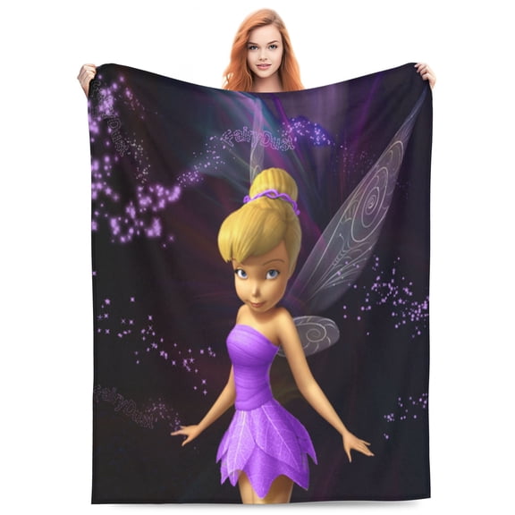 Tinker Bel Bed Blanket 3D Printed Throw Blanket Lightweight Super Soft Air Conditioning Room All Season Blanket Sofa Couch Bed Fans Cartoon Blanket 40"x30"