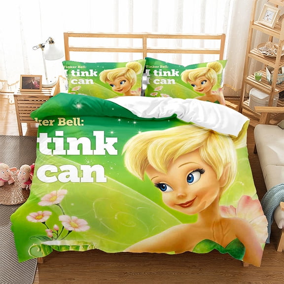 Tinker Bell Bedding Comforter Cover Set for Girls and boys, Soft, Breathable, Fade Resistant 3 Piece- includes 1 Tinker Bell Comforter Cover and 2 Pillowcase