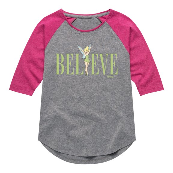 Tinker Bell - Believe - Toddler And Youth Girls Raglan Graphic T-Shirt