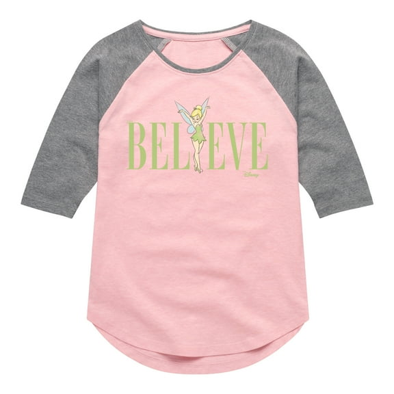 Tinker Bell - Believe - Toddler And Youth Girls Raglan Graphic T-Shirt