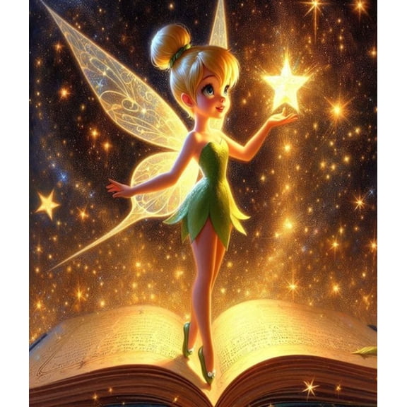 Tinker Bell Diamond Painting Kits for Adults, 5D Spirit Diamond Art Kits for Beginners, DIY Full Drill Paint with Diamond, Home Wall Decor 12 x 16 Inch