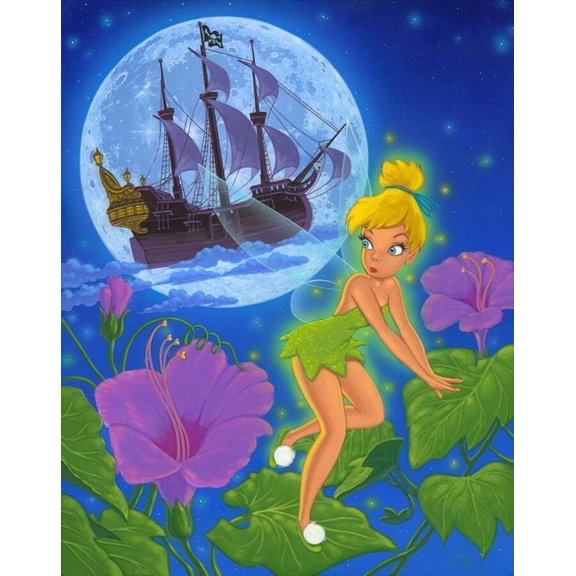 Tinker Bell Diamond Painting Kits for Adults,Tinker Bell Diamond Art Kits for Adults,Peter Pan Gem Art Kits for Adults for Gift Home Wall Decor 16x12inch