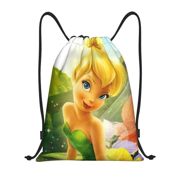 Tinker Bel Drawstring Backpack,Sackpack String Bag Water Resistant Beach Bag