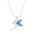 thumbnail image 1 of Tinker Bell Fairy Pendant Necklace Blue Rhinestone Crystal Rhodium Plated 17 Inch Snake Chain J0199-BL, 1 of 3