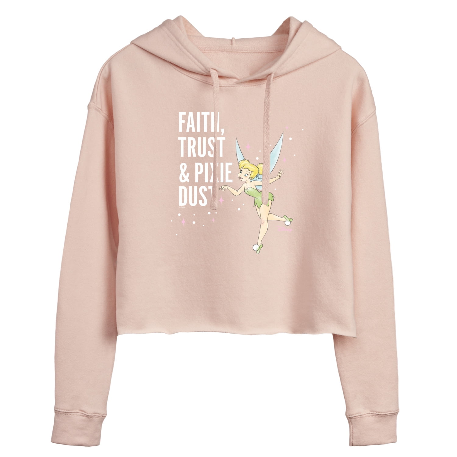 Tinker Bell Faith Trust Pixie Dust Juniors Cropped Pullover Hoodie