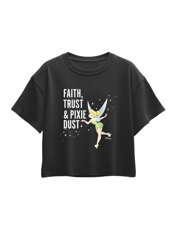- Faith, Trust, Pixie Dust Girls' Short Sleeve Boxy Graphic T-Shirt