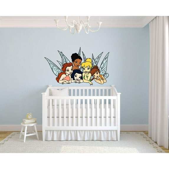 Tinker Bell and Friends Cartoon Character Wall Art Graphic Decal Sticker Vinyl Mural Baby Kids Room Bedroom Nursery Kindergarten School House Home Wall Art Design Removable Peel and Stick 20x12 inch