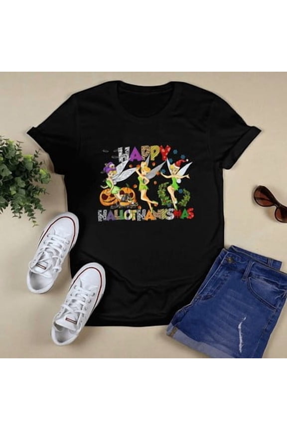 Tinker Bell Happy Hallothanksmas Holiday T-shirt Unisex, S-5XL