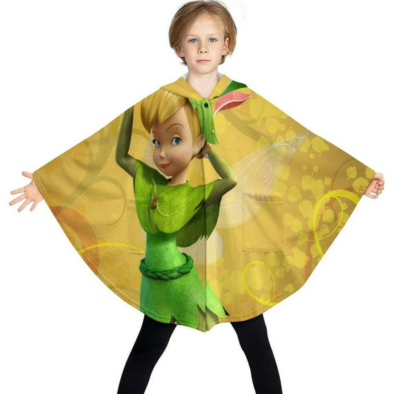 Tinker Bell Kids Flannel Wearable Blanket, Warm Shawl Blanket Comfy Poncho Soft Cozy Throw Blanket Hoodie for Boys Girls Birthday Gifts