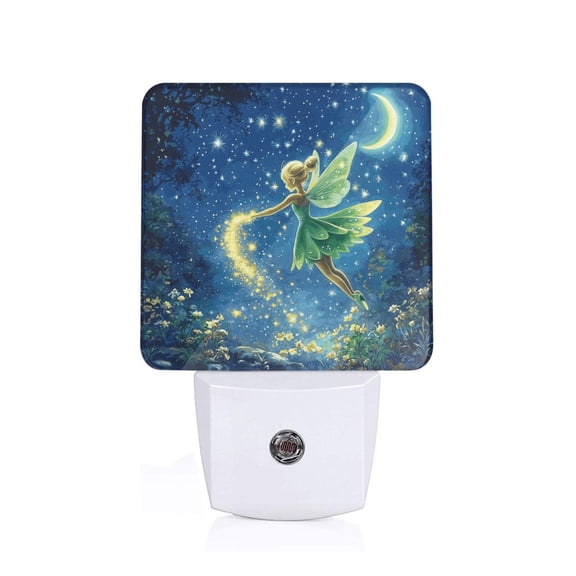 Tinker Bell LED Night Light Plug in,Dusk to Dawn Sensor,Cute Cartoon Night Lights Plug into Wall for Hallway Bedroom Stairway