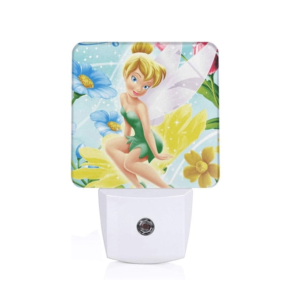 Tinker Bell LED Night Light Plug in,Dusk to Dawn Sensor,Cute Cartoon Night Lights Plug into Wall for Hallway Bedroom Stairway