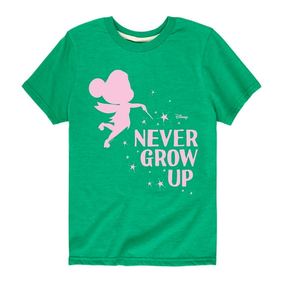 Tinker Bell - Never Grow Up  - Toddler And Youth Short Sleeve Graphic T-Shirt