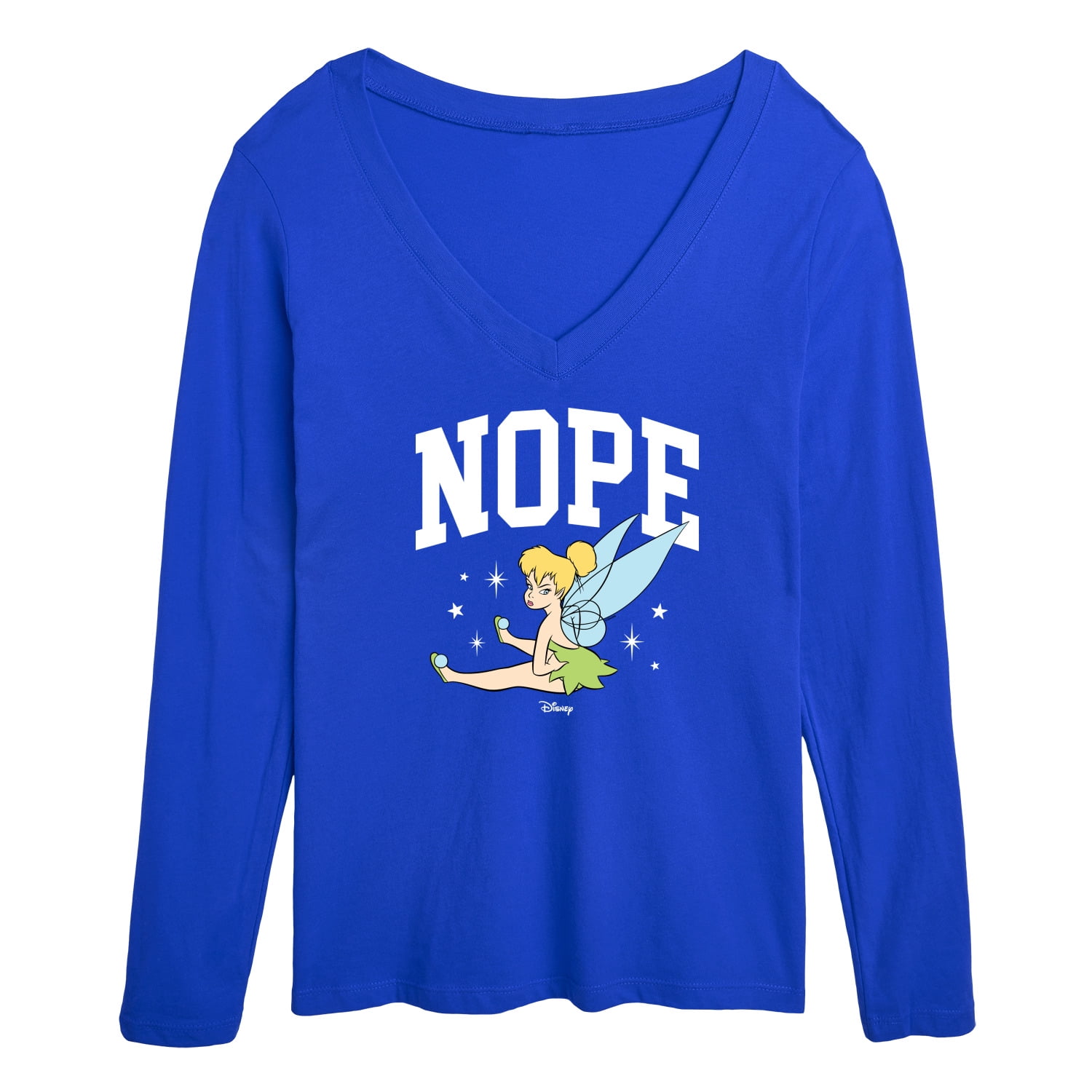 Tinker Bell Nope Pouty Face Women s Long Sleeve V Neck Graphic T Shirt Walmart
