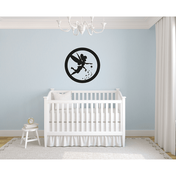 Tinker Bell Peter Pan Cute Tinker Bell Pixie Dust Silhouette Vinyl Wall Art Wall Sticker Wall Decal Decoration For Home Room Wall Boy Girls Kids Room Playroom Wall Décor Décor Design Size (30x40 inch)