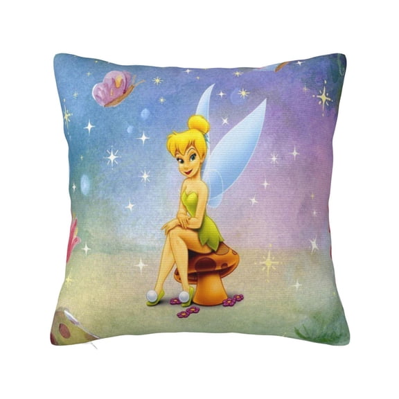 Tinker Bel Pillowcase Cartoon Pillow Cover Soft Couch Case Home Decorative Throw Pillow Case for Bed Living Room 12"X12"