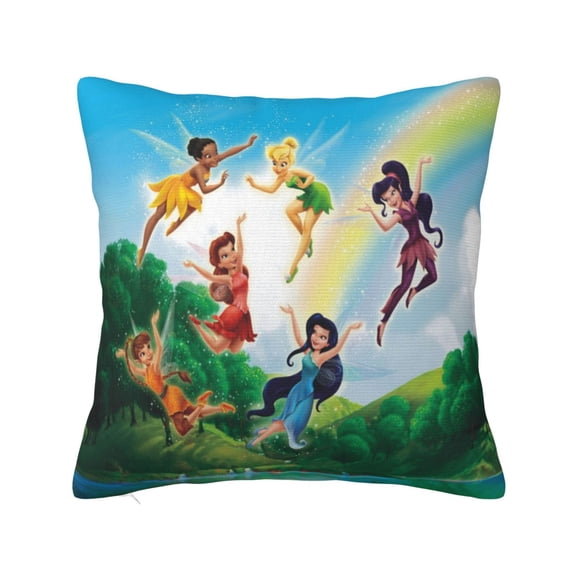 Tinker Bel Pillowcase Cartoon Pillow Cover Soft Couch Case Home Decorative Throw Pillow Case for Bed Living Room 12"X12"