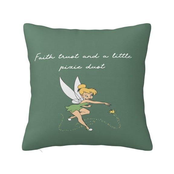 Tinker Bel Pillowcase Cartoon Pillow Cover Soft Couch Case Home Decorative Throw Pillow Case for Bed Living Room 12"X12"