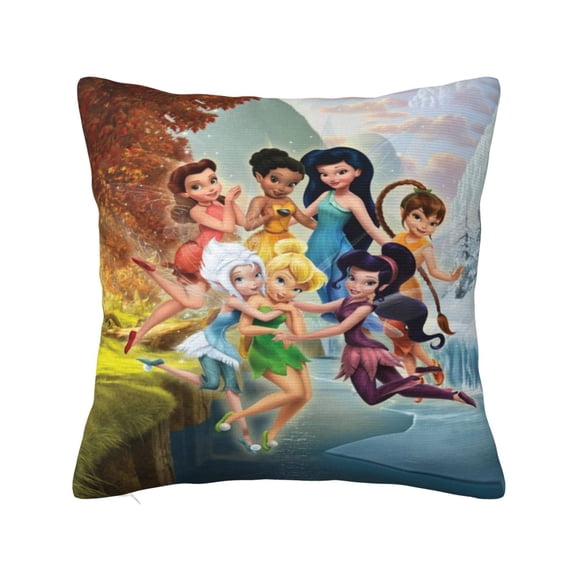 Tinker Bel Pillowcase Cartoon Pillow Cover Soft Couch Case Home Decorative Throw Pillow Case for Bed Living Room 16"X16"