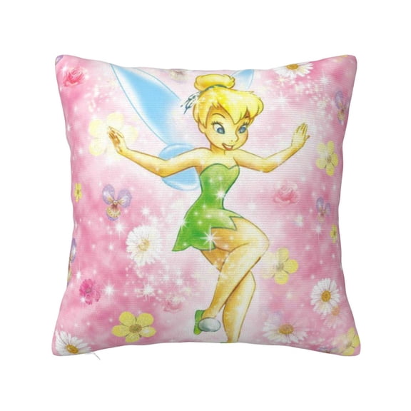 Tinker Bel Pillowcase Cartoon Pillow Cover Soft Couch Case Home Decorative Throw Pillow Case for Bed Living Room 18"X18"
