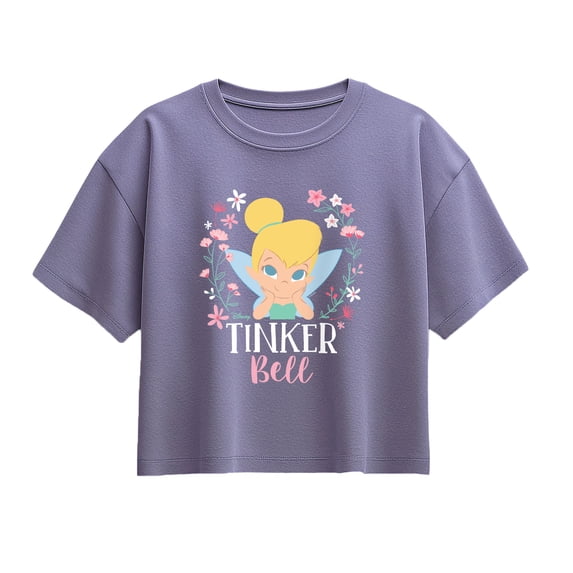 Tinker Bell - Pink Flowers - Youth Girls Boxy T-Shirt