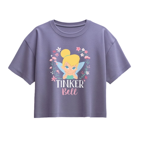 Tinker Bell - Pink Flowers - Youth Girls Boxy T-Shirt