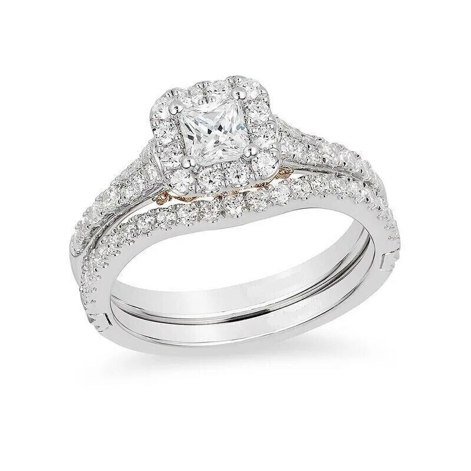 Tinker Bell Princess Cut White CZ Frame Bridal 925 Silver Wedding Ring ...