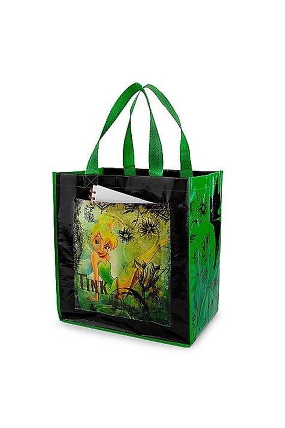 Tinker Bell Reusable Green Gift Tote Bag w/Front Pocket
