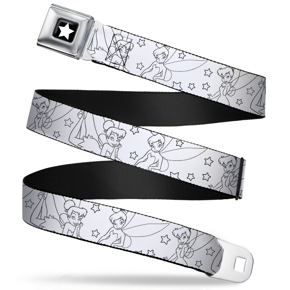 Disney Belt, Seatbelt Buckle Belt, Tinker Bell Poses Stars Outline ...