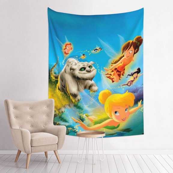 Tinker Bel Tapestry Anime Poster Large Background Wall Art Bedroom Wall Decor For Birthday Party 80x60in