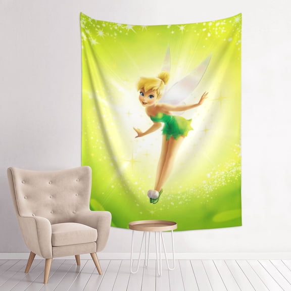 Tinker Bel Tapestry Anime Poster Large Background Wall Art Bedroom Wall Decor For Birthday Party 80x60in