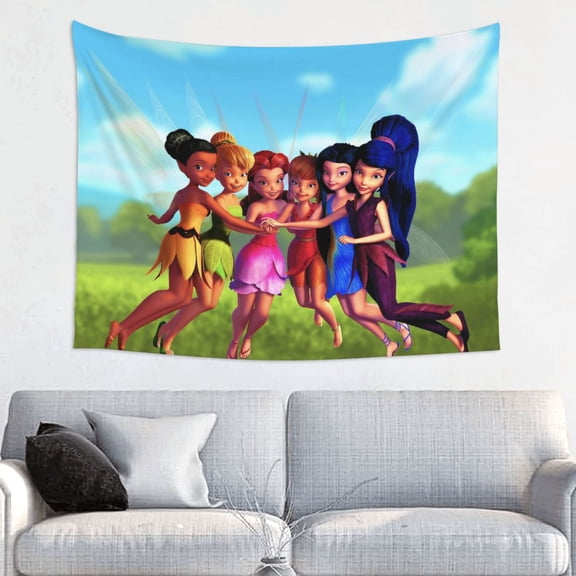 Tinker Bel Tapestry Anime Poster Large Background Wall Art Bedroom Wall Decor For Birthday Party 80x60in