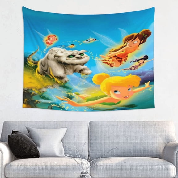 Tinker Bel Tapestry Anime Poster Large Background Wall Art Bedroom Wall Decor For Birthday Party 80x60in